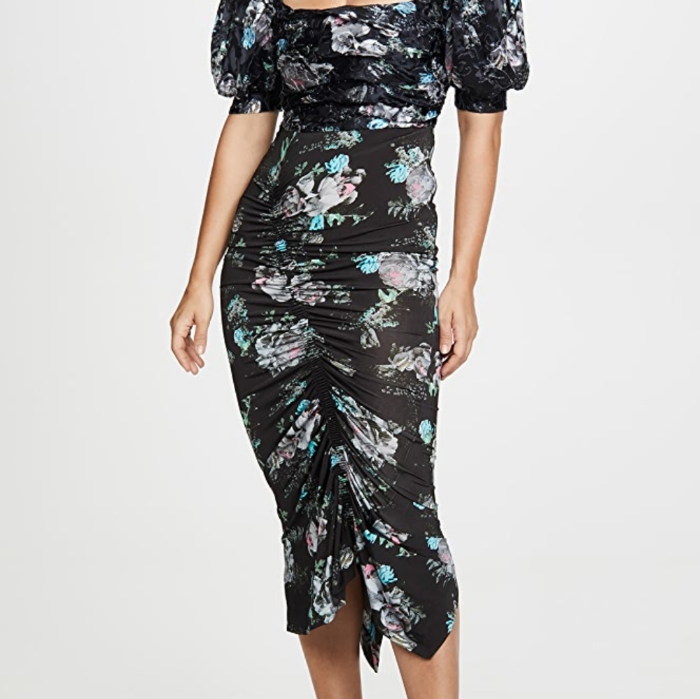 NWOT! Preen Black Floral Midi Dress